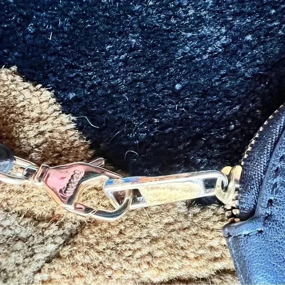 Fossil Unisex Black Leather Round Coin Money Pouch Wristlet - Picture 6 of 11